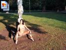 Very slutty toned girl shows off her body in the park (Galleries)